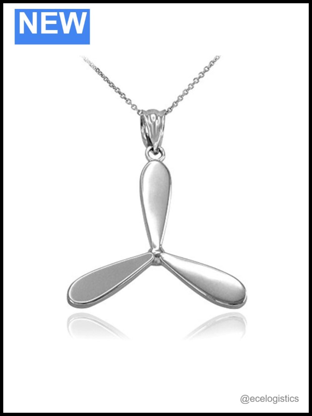 925 Sterling Silver Airplane Propeller Pendant Necklace